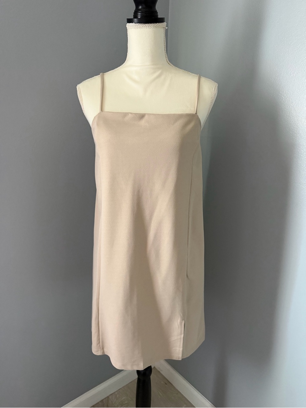 H&M Neutral Beige Slip Dress with Thin Straps